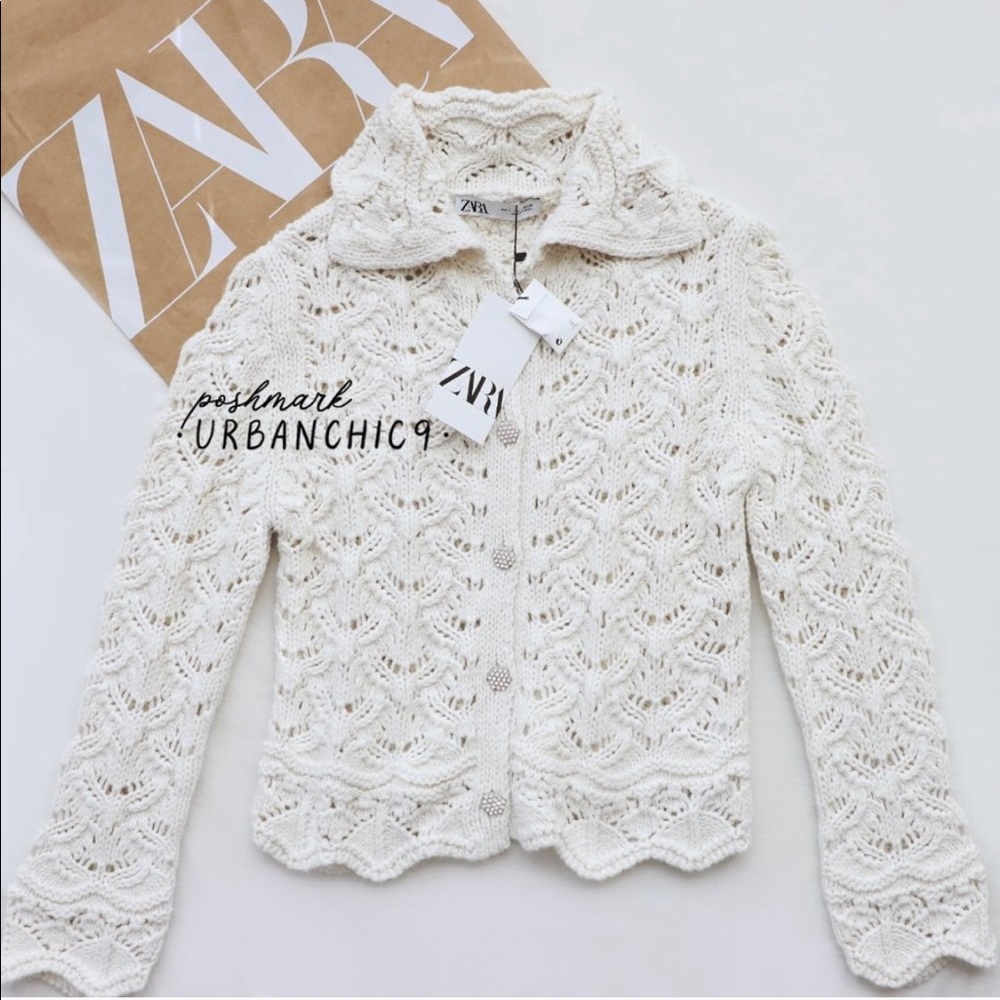 ZARA JEWEL BUTTON KNIT CARDIGAN